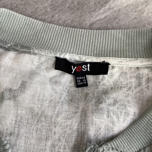 NWOT Yesterday linen zip-up pale grey/white/blush fitted jacket size 14 - Picture 3 of 11